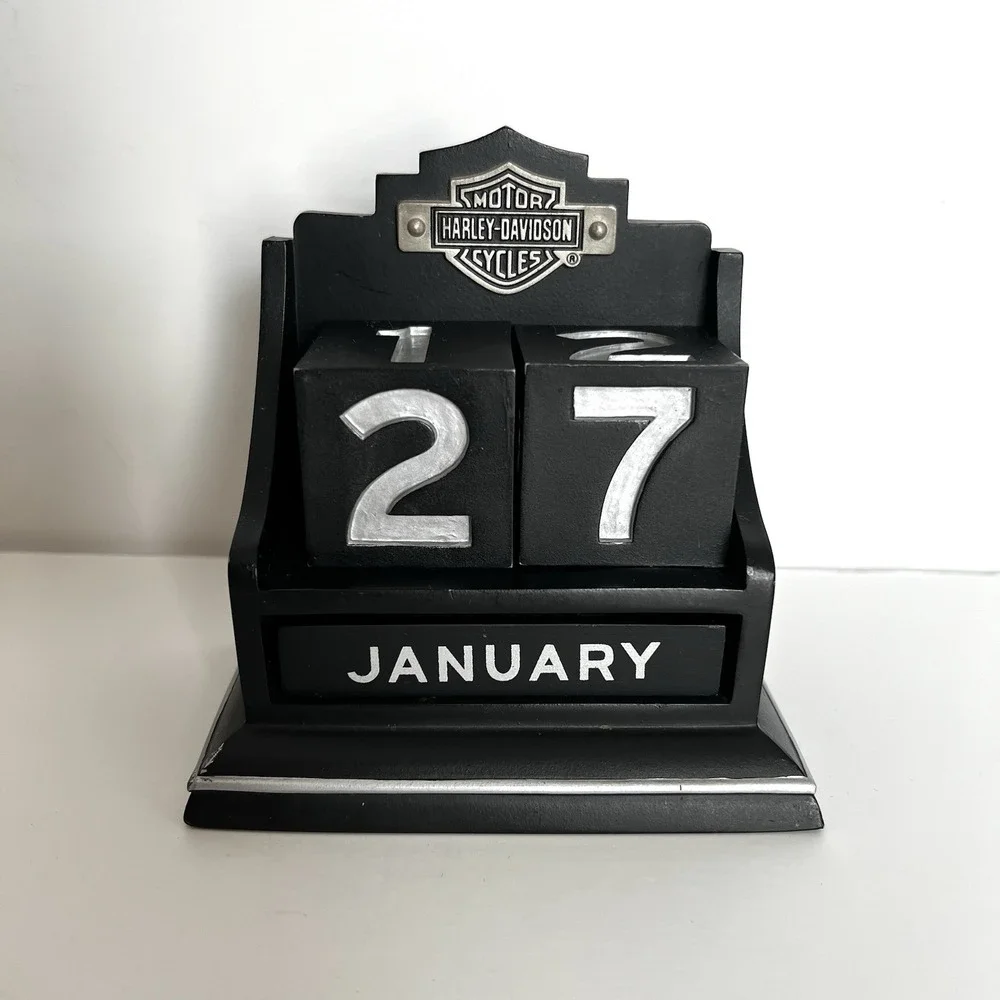 Harley-Davidson Perpetual Calendar Hallmark Desk Office Heavy Vintage Biker